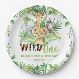 Wild One Jungle Animals Greenery 1. Geburtstag Pappteller
