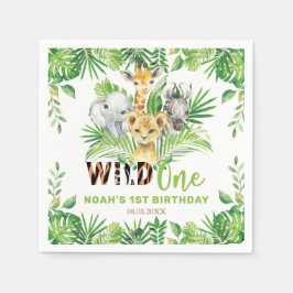 Wild One Jungle Animals Greenery 1. Geburtstag Serviette