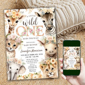 Wild One Jungle Animals Safari Baby Shower Einladung