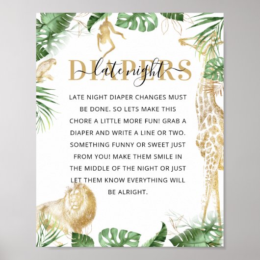Wild One Jungle Baby Dusche 'Late Night Diaper' Poster (Vorne)