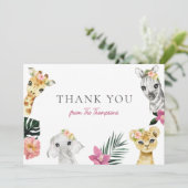 Wild One Jungle Baby Dusche Vielen Dank Dankeskarte (Stehend Vorderseite)