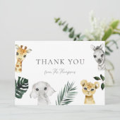 Wild One Jungle Baby Dusche Vielen Dank Dankeskarte (Stehend Vorderseite)