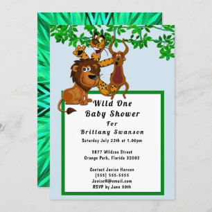 Wild One Jungle Baby Shower Animal Tribal Einladun Einladung