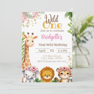 Wild One Jungle Birthday Girl Einladung