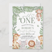 Wild One Jungle Birthday Invite Einladung (Vorderseite)