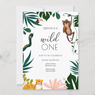 Wild One Jungle Erster Geburtstag Einladung