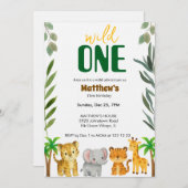 Wild One Jungle First Birthday Invitation Einladung (Vorne/Hinten)