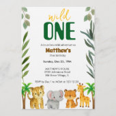 Wild One Jungle First Birthday Invitation Einladung (Vorderseite)