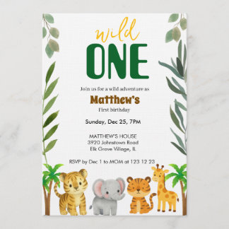 Wild One Jungle First Birthday Invitation Einladung