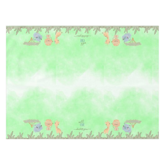 Wild One Jungle Friends Blue Brown Erster Geburtst Tischdecke (Vorderseite (Horizontal))