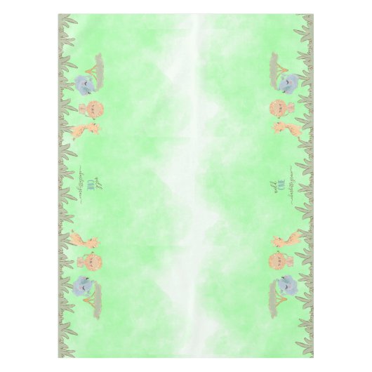 Wild One Jungle Friends Blue Brown Erster Geburtst Tischdecke (Vorderseite)