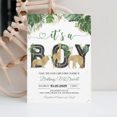 Wild One Jungle Gold Baby Shower Boy Einladung