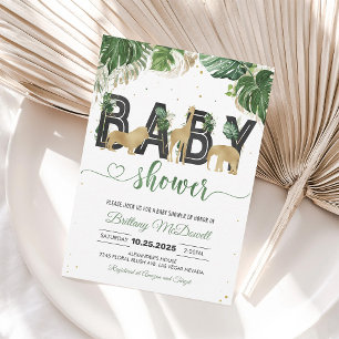 Wild One Jungle Gold Safari Baby Shower Einladung