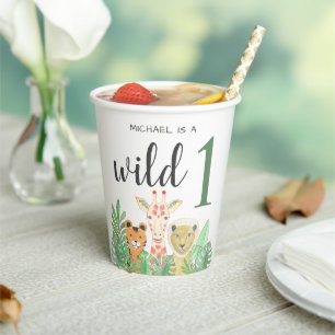 Wild One Jungle Greenery 1. Geburtstag Party  Pappbecher