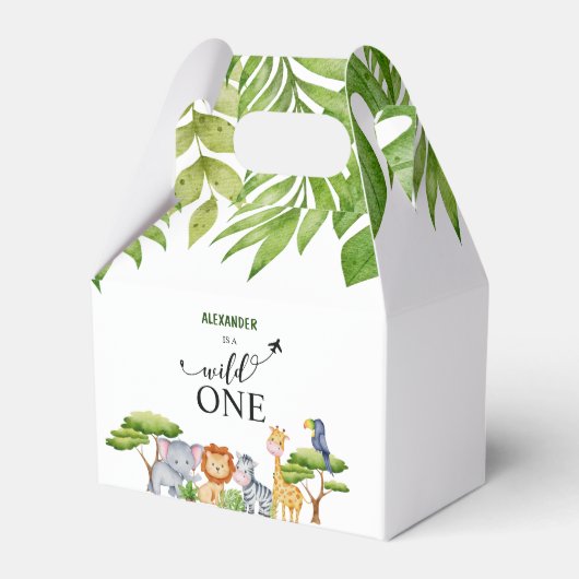 Wild One Jungle Greenery Geburtstag Geschenkschachtel (Rückseite)