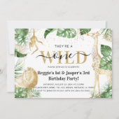 Wild One Jungle Greenery & Gold Geburtstag Einladung (Vorderseite)