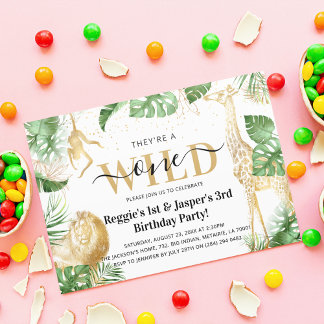 Wild One Jungle Greenery & Gold Geburtstag Einladung