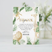 Wild One Jungle Greenery & Gold Geburtstag Vielen Dankeskarte (Stehend Vorderseite)