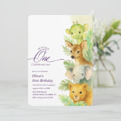 Wild One Jungle Leaves Boy 1st Birthday Invitation Einladung (Stehend Vorderseite)