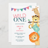 Wild One Jungle Safari 1. Geburtstag Einladung (Vorne/Hinten)
