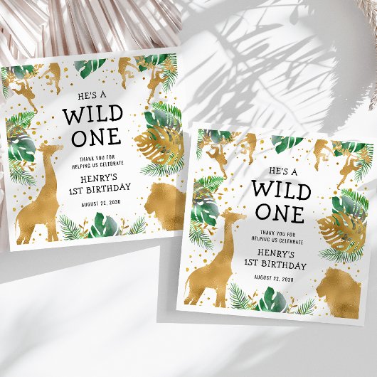 Wild One Jungle Safari 1. Geburtstag Party Serviette