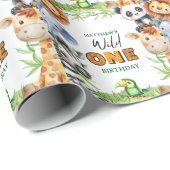 Wild One Jungle Safari 1st birthday  Geschenkpapier (Rolleneckpunkt)