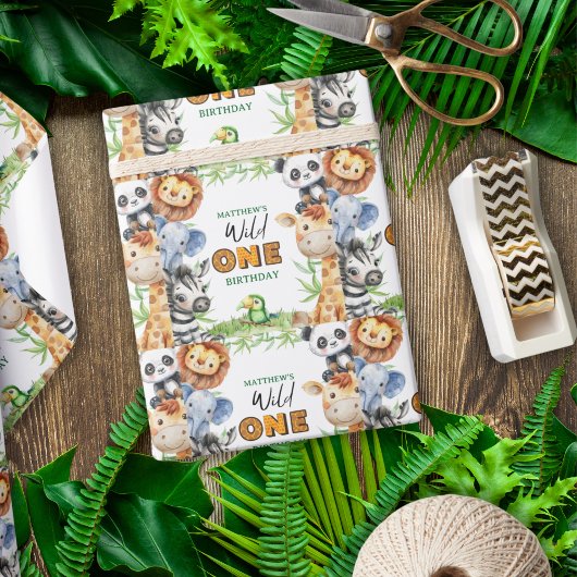 Wild One Jungle Safari 1st birthday Geschenkpapier
