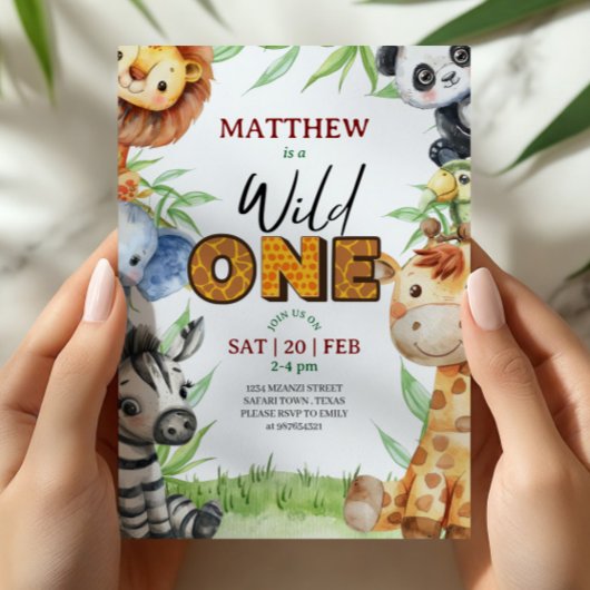 Wild One Jungle Safari 1st birthday Invitation Einladung