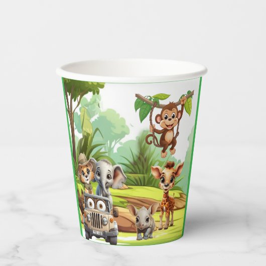 Wild One Jungle Safari 1st Birthday Paper Cup  Pappbecher (Vorderseite)