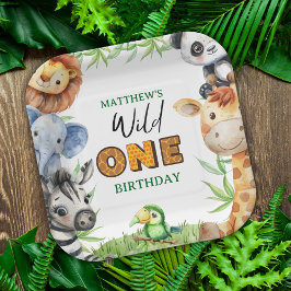 Wild One Jungle Safari 1st birthday  Pappteller