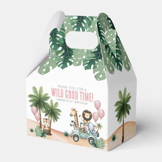 Wild One Jungle Safari 1st Birthday Party Geschenkschachtel (Vorderseite)