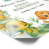 Wild One Jungle Safari 1st Birthday Party Sign Fotodruck (Ecke)