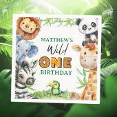 Wild One Jungle Safari 1st birthday  Serviette