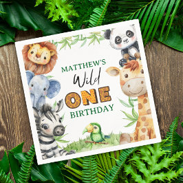 Wild One Jungle Safari 1st birthday  Serviette