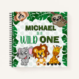 Wild One Jungle Safari Animal First Birthday Guest Notizblock