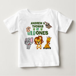 Wild One Jungle Safari Animal Twins Erster Geburts Baby T-shirt