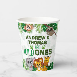 Wild One Jungle Safari Animal Twins Erster Geburts Pappbecher