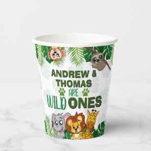 Wild One Jungle Safari Animal Twins Erster Geburts Pappbecher