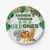 Wild One Jungle Safari Animal Twins Erster Geburts Pappteller (Vorderseite)