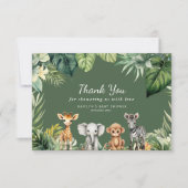 Wild One Jungle Safari Animals Baby Shower Dankeskarte (Vorderseite)