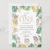 Wild One Jungle Safari Animals Baby Shower Einladung (Vorderseite)