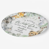 Wild One Jungle Safari Animals Baby Shower Pappteller (Schrägansicht)