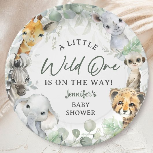Wild One Jungle Safari Animals Baby Shower Pappteller