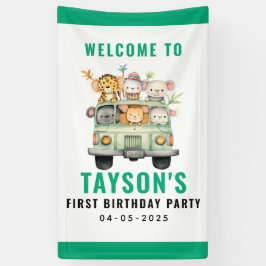 Wild One Jungle Safari Animals Boy 1. Geburtstag Banner
