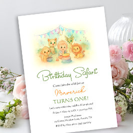 Wild One Jungle Safari Animals Boy 1st Birthday Einladung