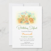 Wild One Jungle Safari Animals Boy 1st Birthday Einladung (Vorderseite)