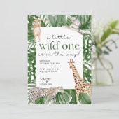 Wild One Jungle Safari Animals Boy Baby Shower Einladung (Stehend Vorderseite)