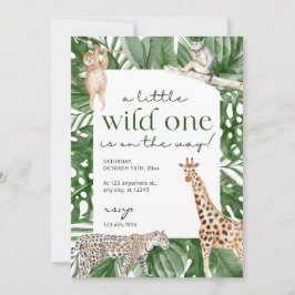 Wild One Jungle Safari Animals Boy Baby Shower Einladung