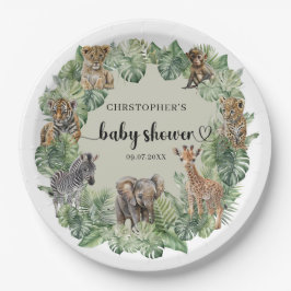 Wild One Jungle Safari Animals Boy Baby Shower Pappteller