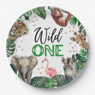 Wild One Jungle Safari Baby Boy 1. Geburtstag Pappteller